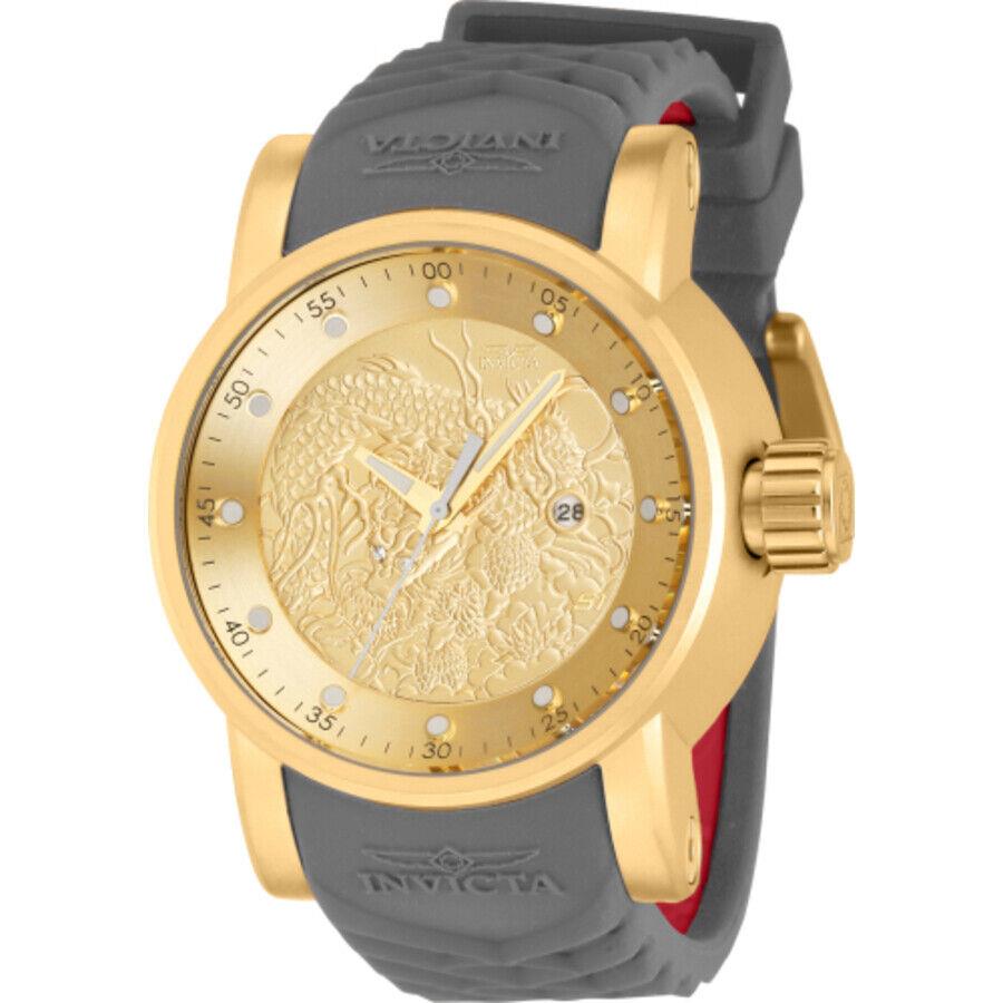 Invicta S1 Rally Date Dragon Quartz Gold Dial Men`s Watch 41144