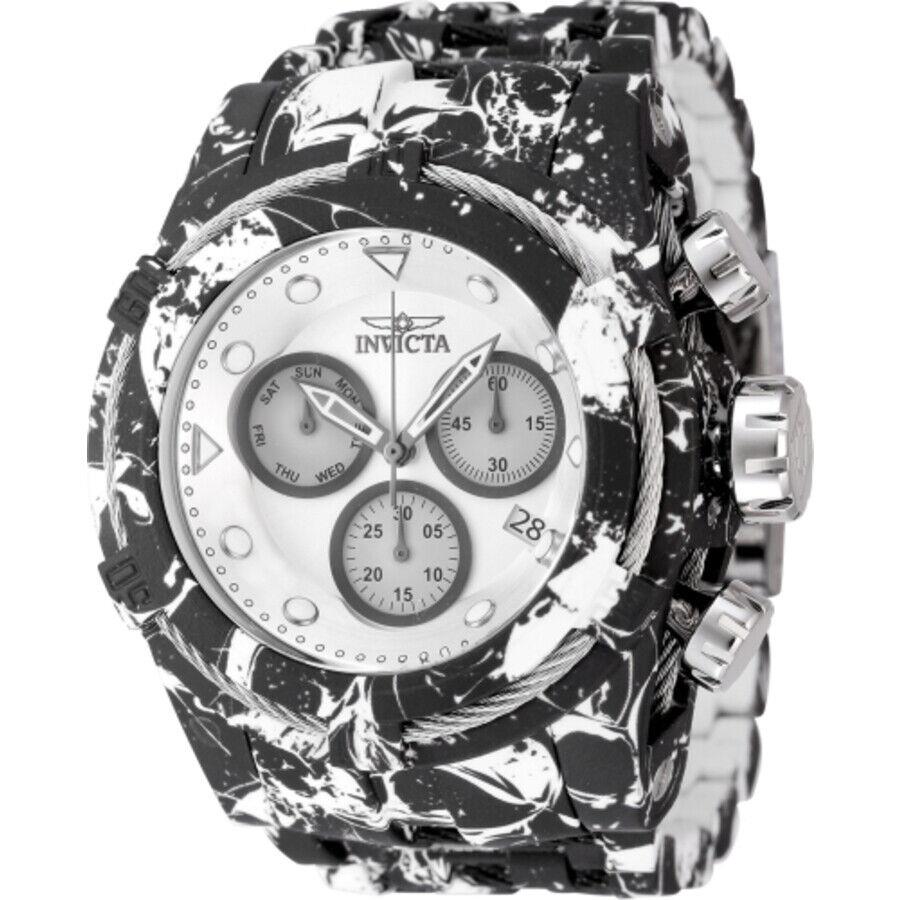 Invicta Bolt Chronograph Quartz Silver Dial Men`s Watch 45489 - Dial: Silver, Band: Two-tone (Aqua Plating and Silver-tone), Bezel: Silver-tone and Aqua-Plating