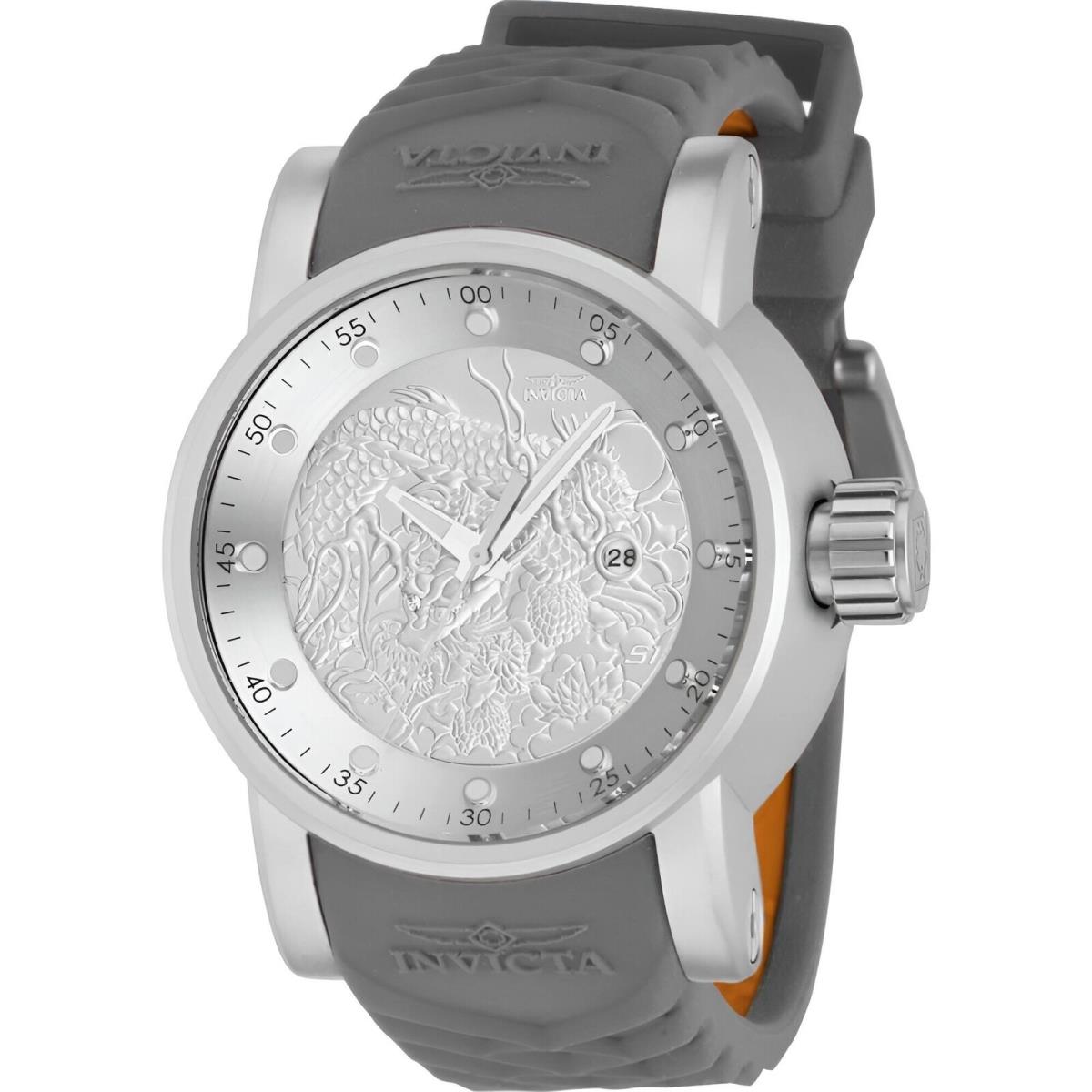 Invicta Men`s Watch S1 Rally Silver Dial Orange and Grey Silicone Strap 41409