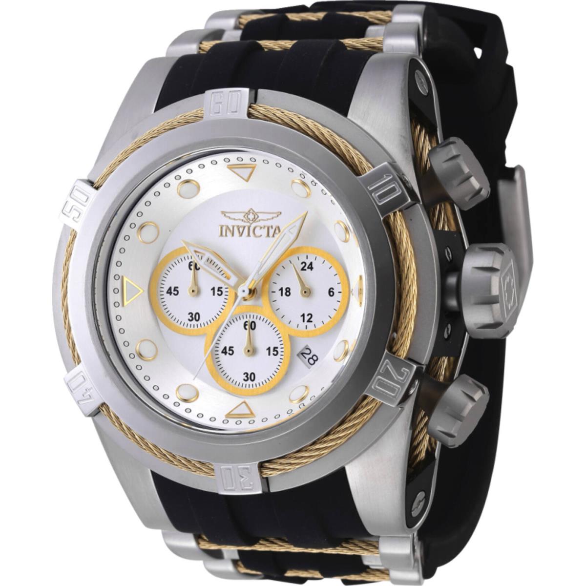 Invicta Men`s Watch Bolt Quartz Chronograph Gold and Silver Dial Strap 46467