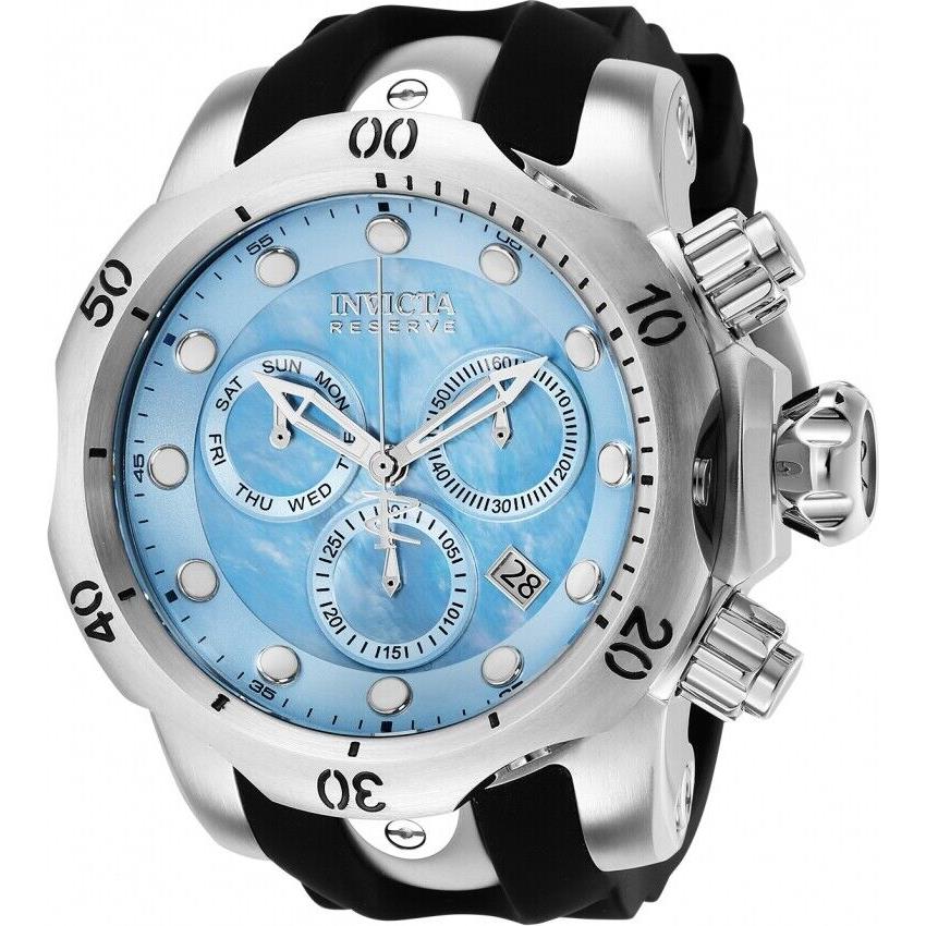 Invicta Reserv Venom Men`s Chronograph Blue Dial Silicone Steel Swiss 54mm Watch