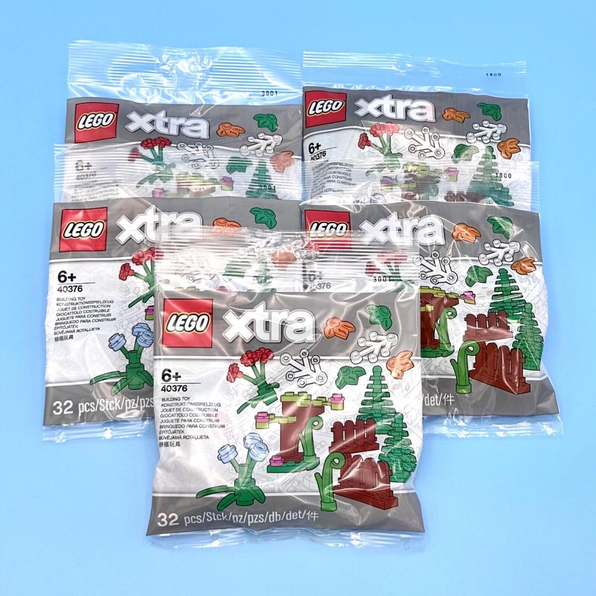 Lot of 5 Lego Xtra Botanical Accessories 40376 Trees Flowers Plants Fences