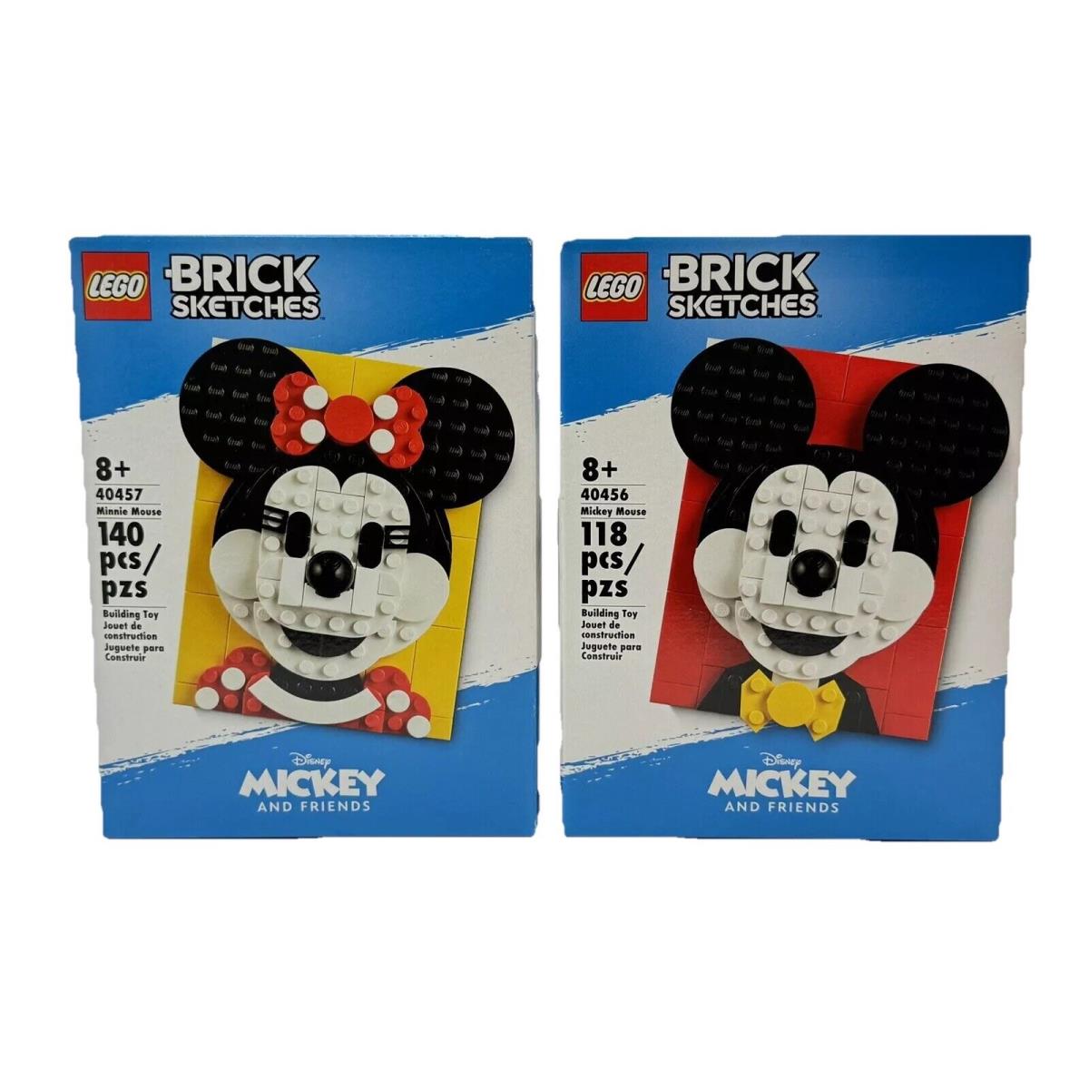 Retired Lego 40456-40457 Brick Sketches Disney Mickey Minnie _ Set of 2