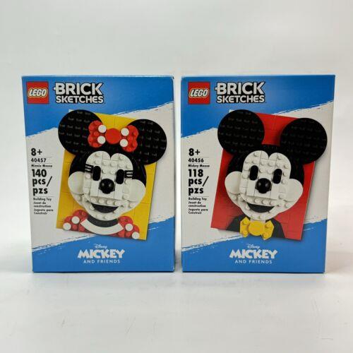 Retired Lego 40456-40457 Brick Sketches Disney Mickey Minnie _ Set of 2