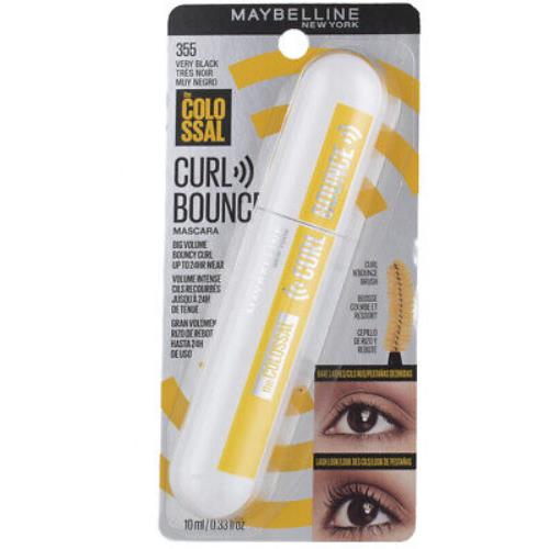5 Pack Maybelline The Colossal Curl Bouncing Mascara Very Black 355 0.33 fl oz