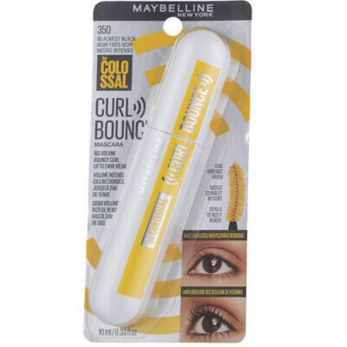 6 Pack Maybelline The Colossal Curl Bouncing Mascara Blackest Black 350