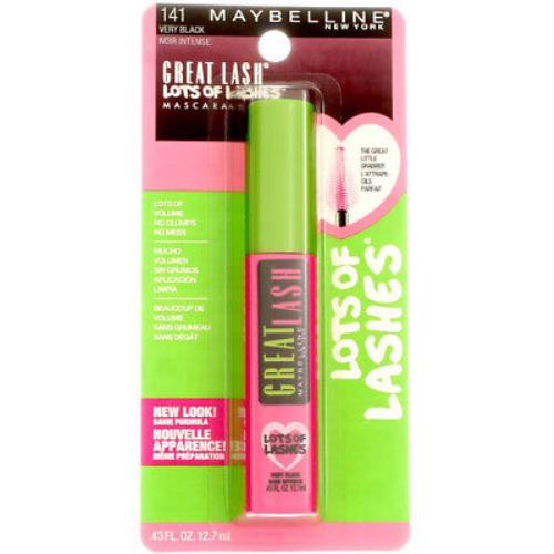 6 Pack Maybelline Great Lash Lots Of Lashes Washable Mascara Very Black 141