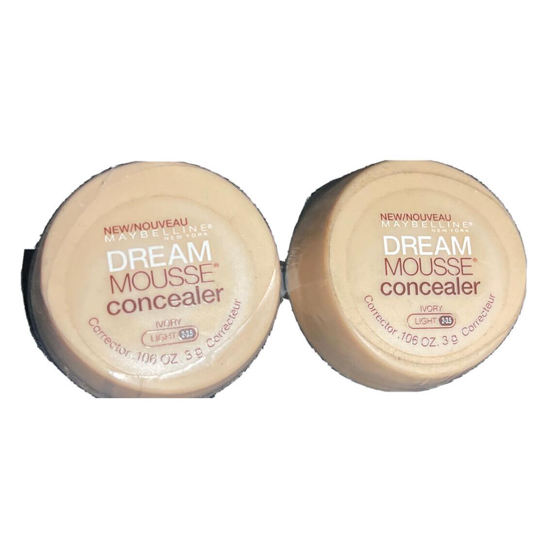 2 Maybelline New York Dream Mousse Concealer Ivory Light 2-3.5 0.106 oz Duo Pack