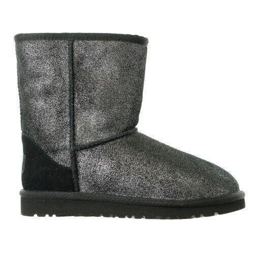 Ugg Classic Glitter Boots Girls Size 5 Shoes 1000792 Black Silver Sparkle