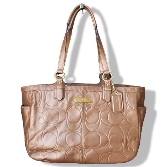 Coach Gallery Embossed Leather Tote F20742 Brass/copper Below Retail