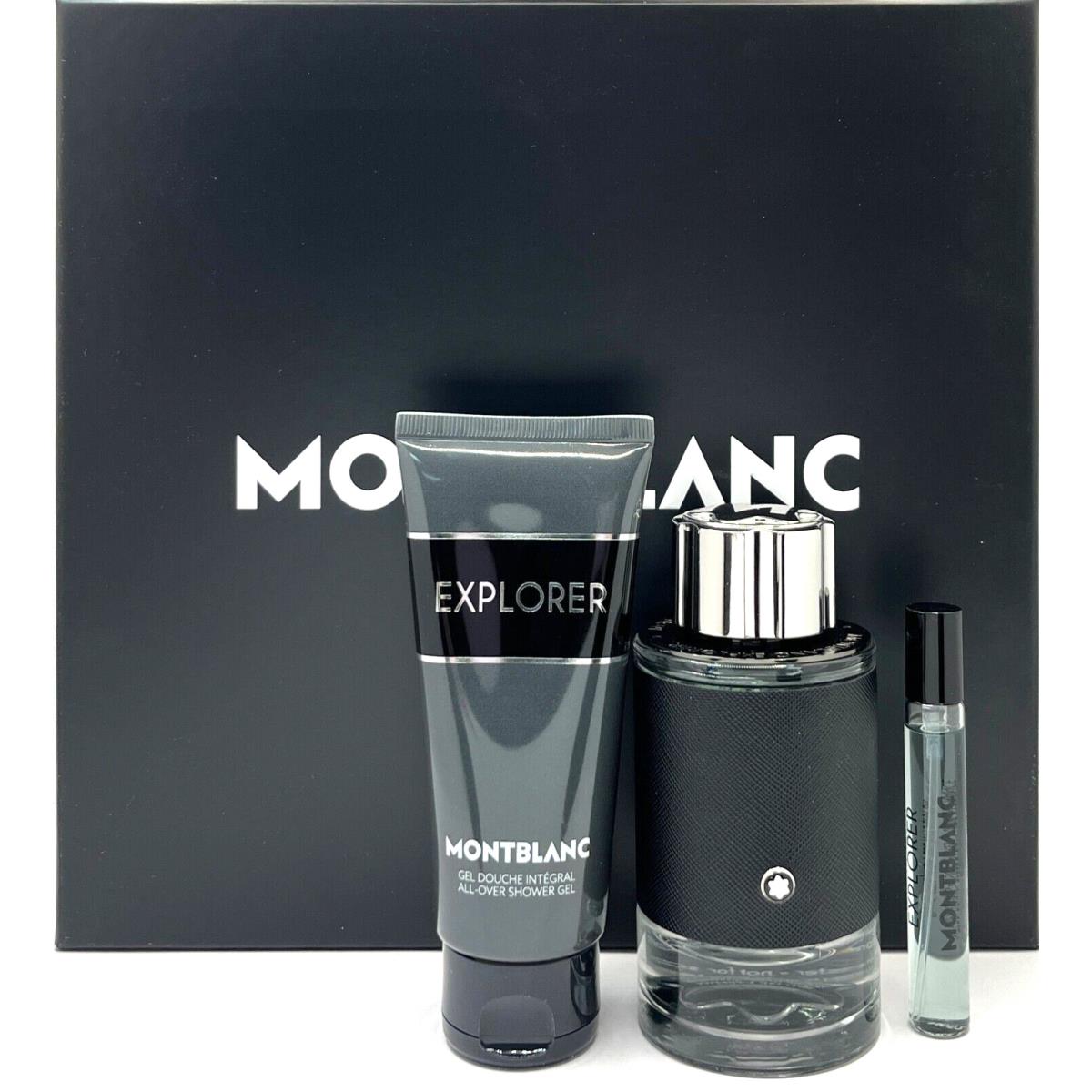 Montblanc Mont Blanc Explorer 3 Piece Gift Set For Men Edp Travel Size Shower Gel