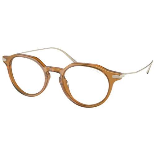 Prada Women`s Eyeglasses Opsl Honey Plastic Round Full Rim Frame 12YS 15B08N
