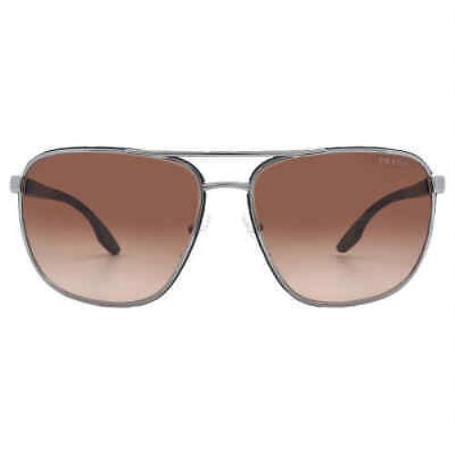 Prada Linea Rossa Brown Gradient Navigator Men`s Sunglasses PS 50YS 5AV02P 62