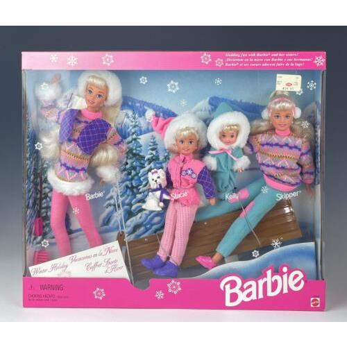 1995 Winter Holiday Barbie Gift Set Barbie Koko Stacie Kelly Skipper 15645 Nrfb