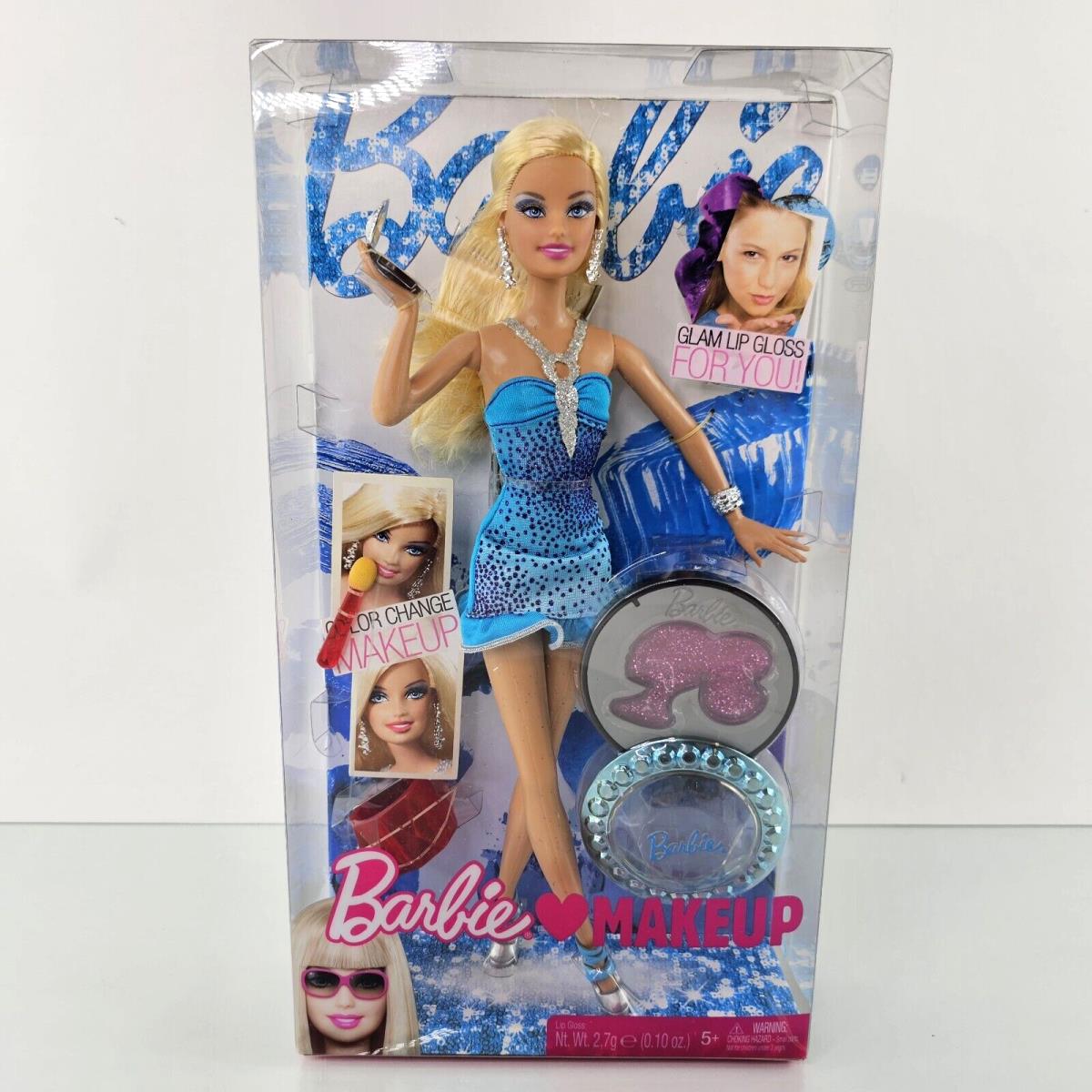 Barbie Loves Makeup Color Change Doll Set R6600 Blue Dress Lip Gloss 2009