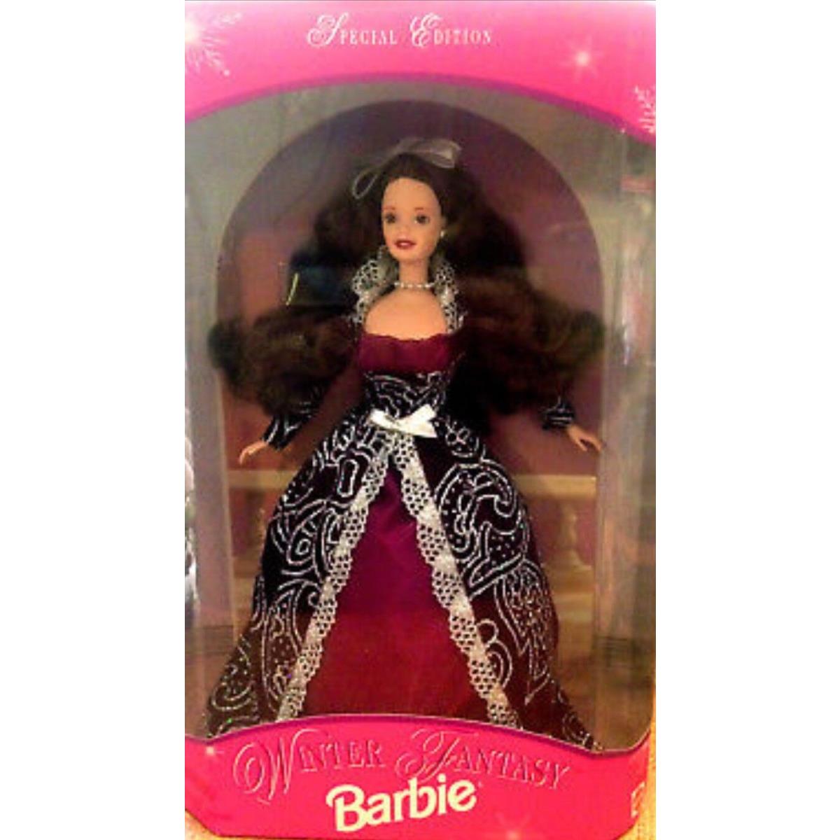 Mattel Sams Club Barbie Doll Winter Fantasy Brunette Nrfb Special Ed 1996