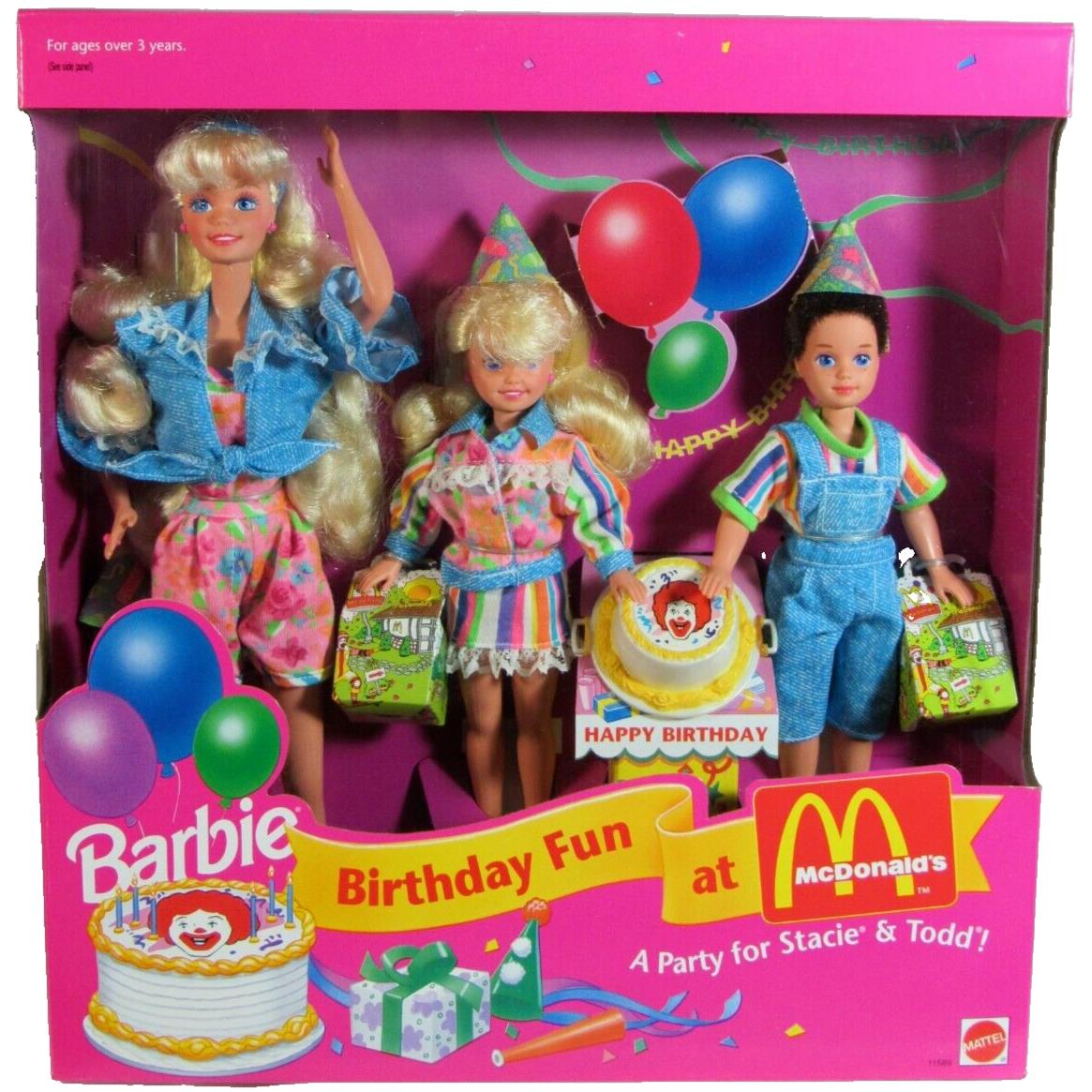 Barbie Birthday Fun AT Mcdonalds Set W/stacie Todd 1993 11589 Nrfb
