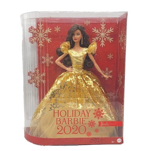 2020 Holiday Barbie Doll Brunette Hispanic Mattel GHT56