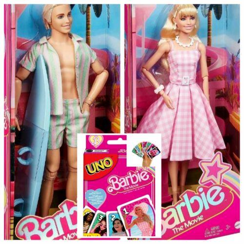 Barbie Margot Robbie Ken Ryan Goslin The Movie Collectible Dolls and Uno Card
