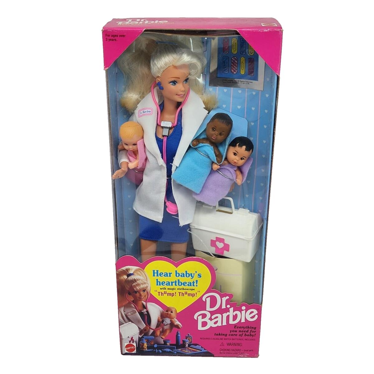 Vintage 1995 DR Doctor Barbie Doll W 3 Babies Mattel 14309 Box