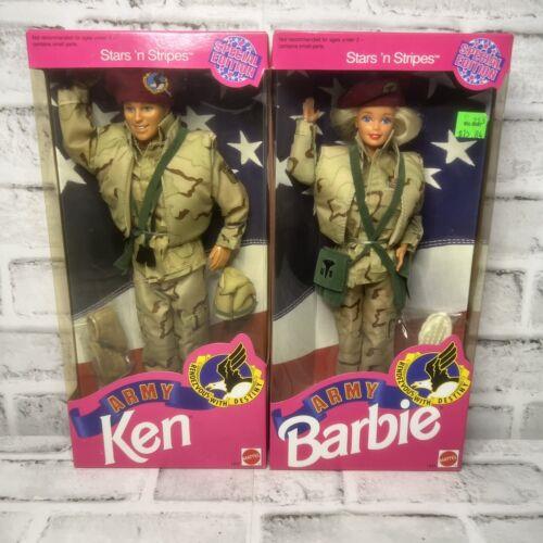 1992 Stars `n Stripes Army Barbie Ken Veteran Special Edition 1234 Mattel Nrfb