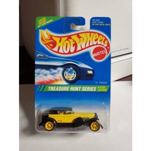 Hot Wheels 1995 Treasure Hunt 12/12 `31 Doozie Yellow - Super Clean Card