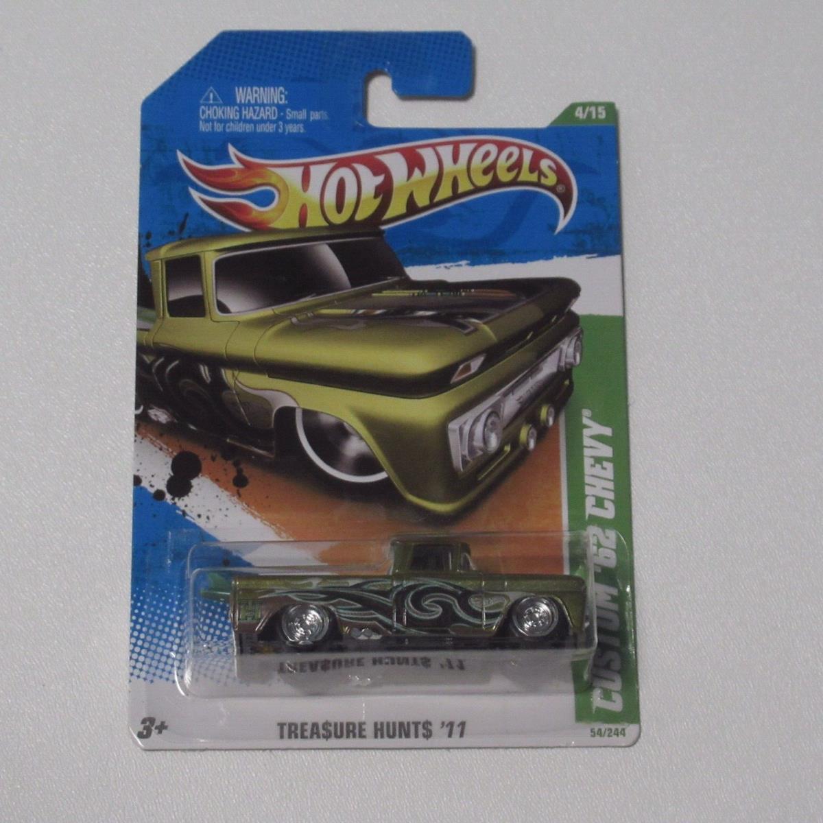 Hot Wheels Custom `62 Chevy Super Treasure Hunt 1/64 Die Cast Truck 4/15 54/244