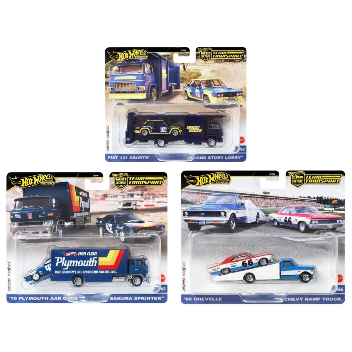 In Stock Set of 3 Hot Wheels 2024 Car Culture Case A Team Transport 1:64