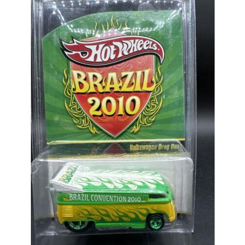 2010 Hot Wheels Green VW Volkswagen Drag Bus Brazil Convention 03462/05000
