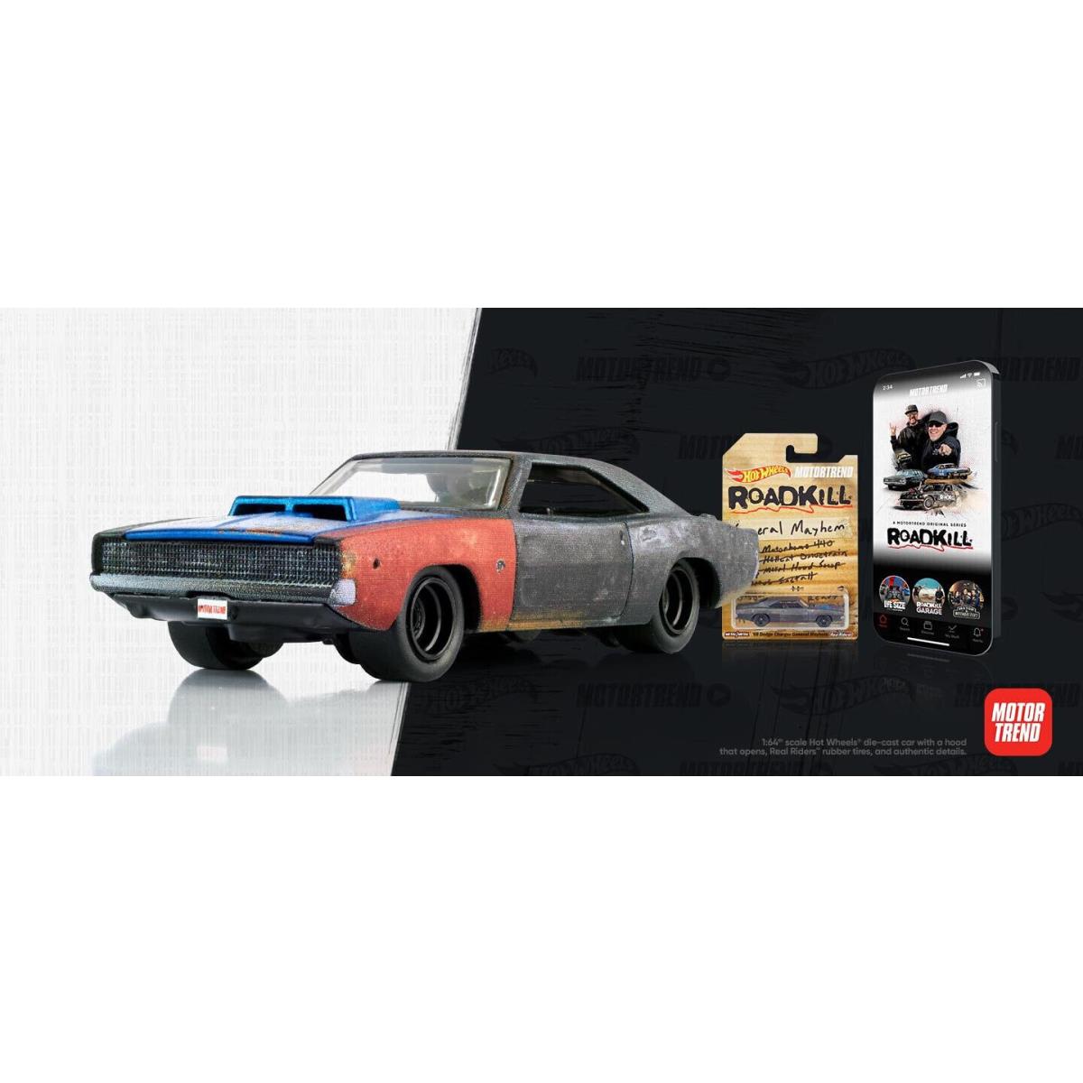 Hot Wheels Motortrend Roadkill 68 Dodge Charger General Mayhem In Hand Moc