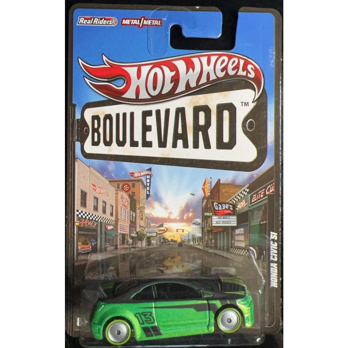 Hot Wheels Boulevard Honda Civic SI Green Rare 2012 W/protector