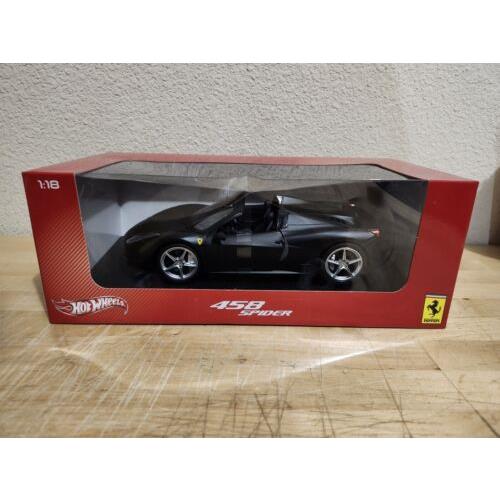 Hot Wheels Collectors 1/18 Ferrari 458 Italia Diecast Car Matte Black Rare