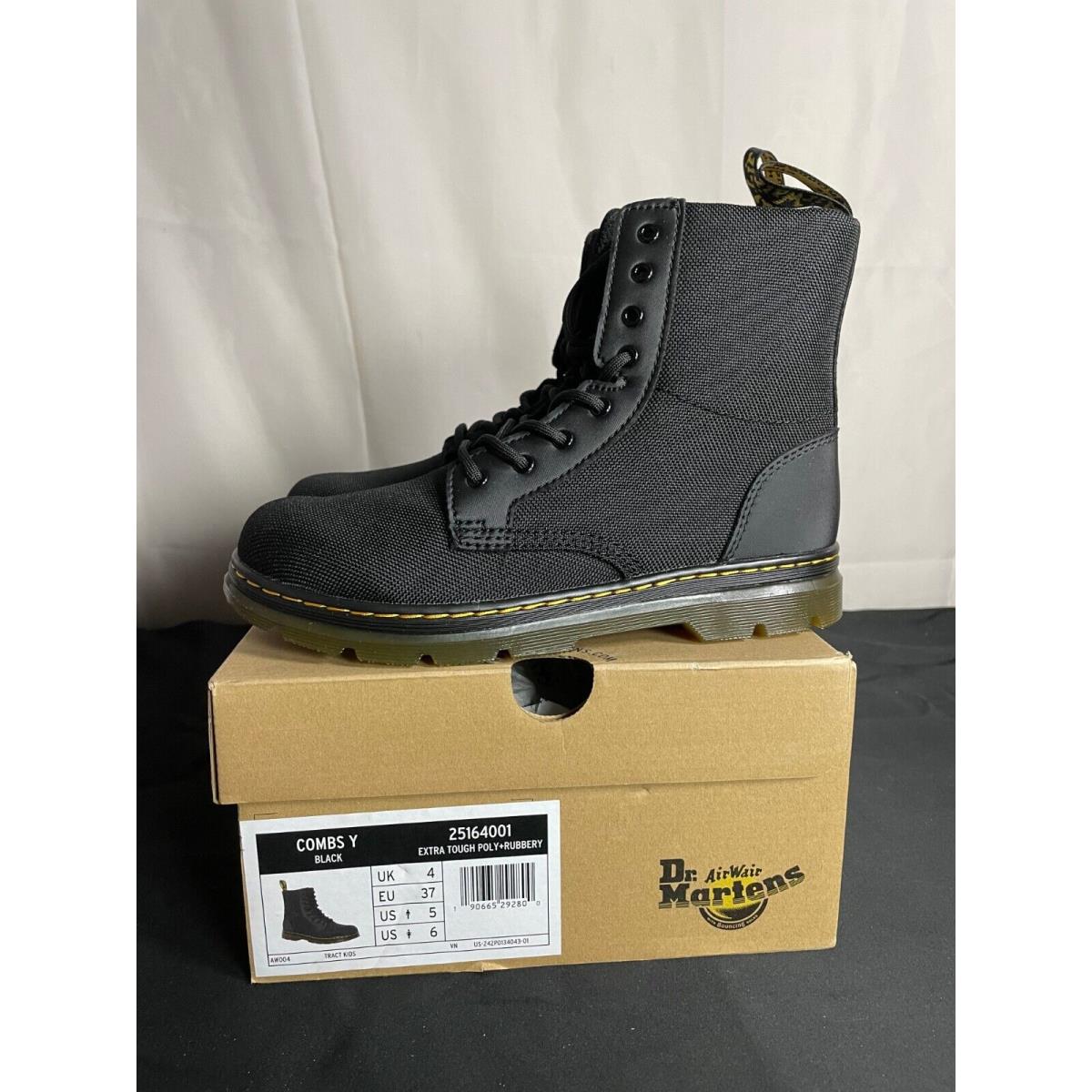 Dr. Martens Combs 25164001 Mens Black Lace Up Ankle Combat Boots Size 5