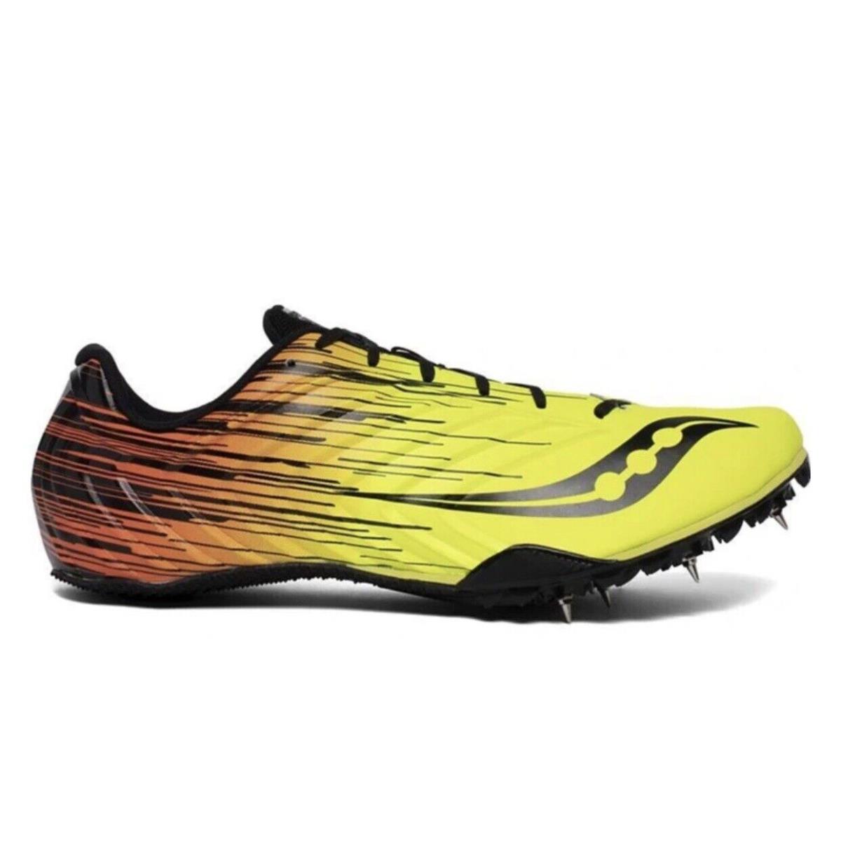 Saucony Spitfire 5 Track Running Shoes Spike Lightweight Citron Black Men`s 11