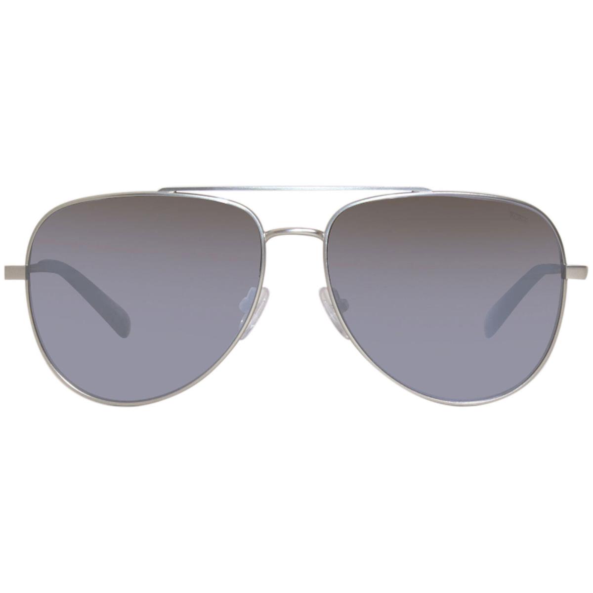 Tumi STU008 0581 Sunglasses Men`s Silver/grey Mirror Lenses Pilot Shape 59mm