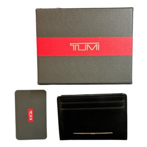 Tumi Donington Slg Gusseted Leather Money Clip Card Case 2.8 X4.1
