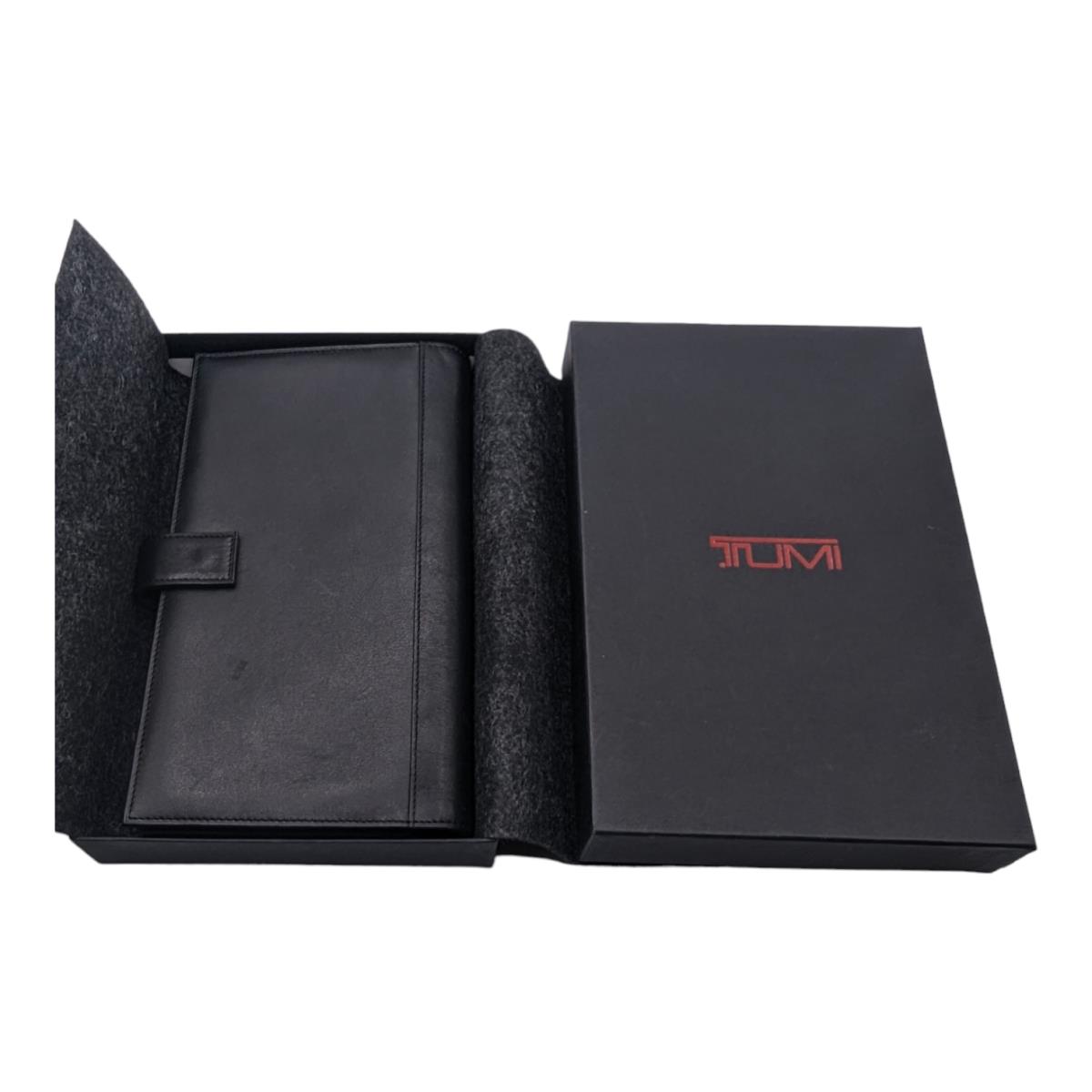 Black Tumi Modernist Leather Ultimate Travel Organizer Passport Wallet w Box