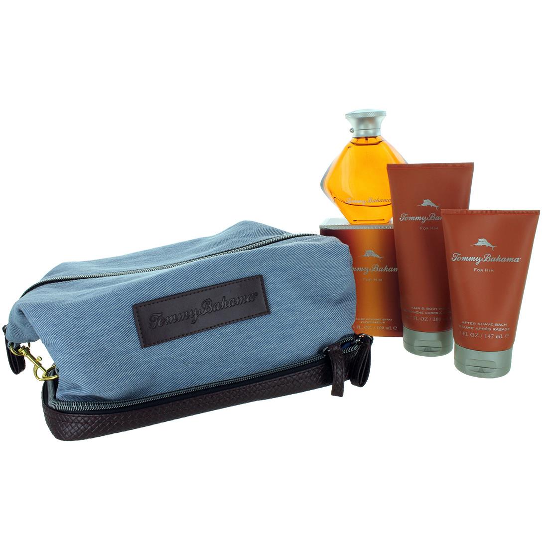 Tommy Bahama For Him For Men Set: Pouch Bag+edtspr 3.4oz+ASB 5oz+Hair Bodywash 6