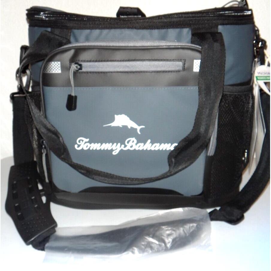 Tommy Bahama 24 Can Bucket Tote Zip Cooler Bag Deep Freeze Insulation Black Gray
