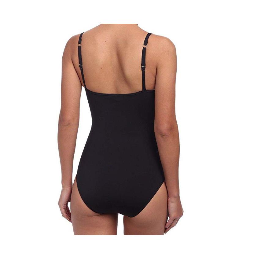 Tommy Bahama Pearl Over-the-shoulder V-neck One-piece Swimsuit Black Size 10