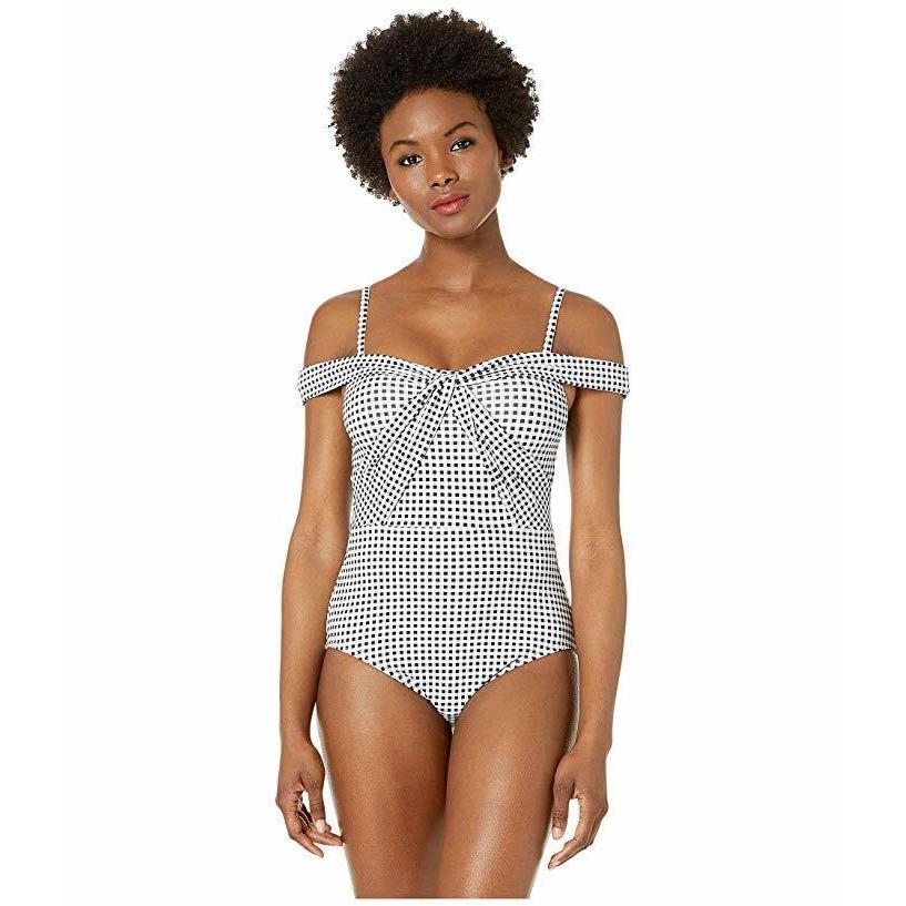 Tommy Bahama Gingham Over The Shoulder Twist One-piece Swimsuit L128107 Size 14