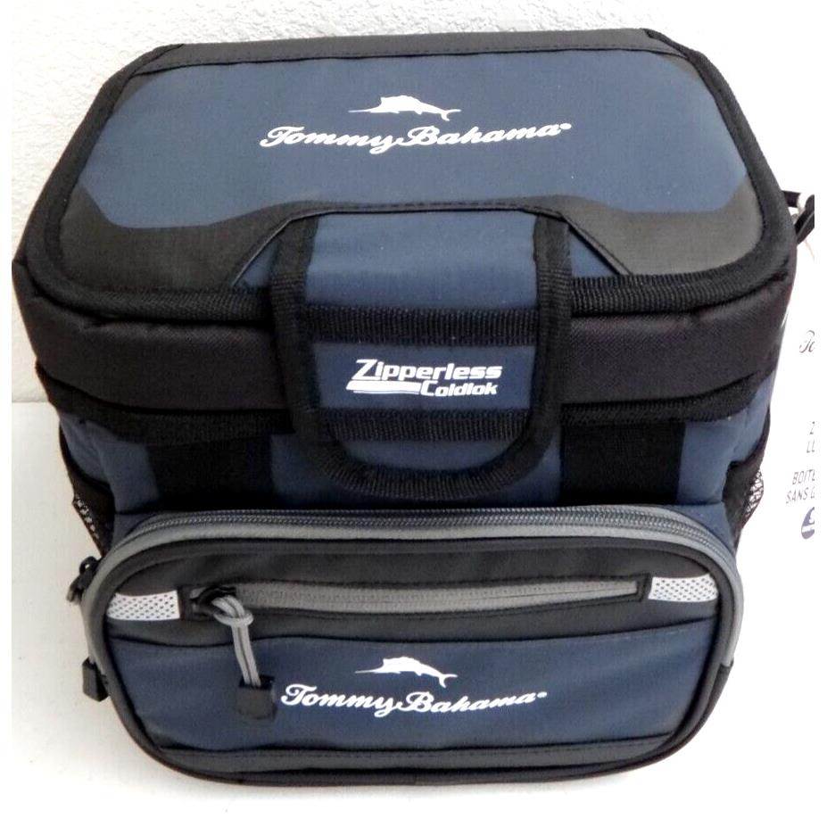 Tommy Bahama Zipperless Lunch Cooler Shoulder Bag 9 Cans Deep Freeze Gray Black