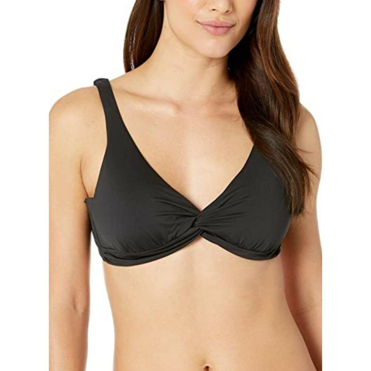 Tommy Bahama E1922 Pearl Underwire Over The Shoulder Twist Front Bra Black Sz L