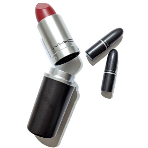 Mac Limited Edition Lipstick Canister Brush Makeup Holder + 2 Red Matte Lipstick