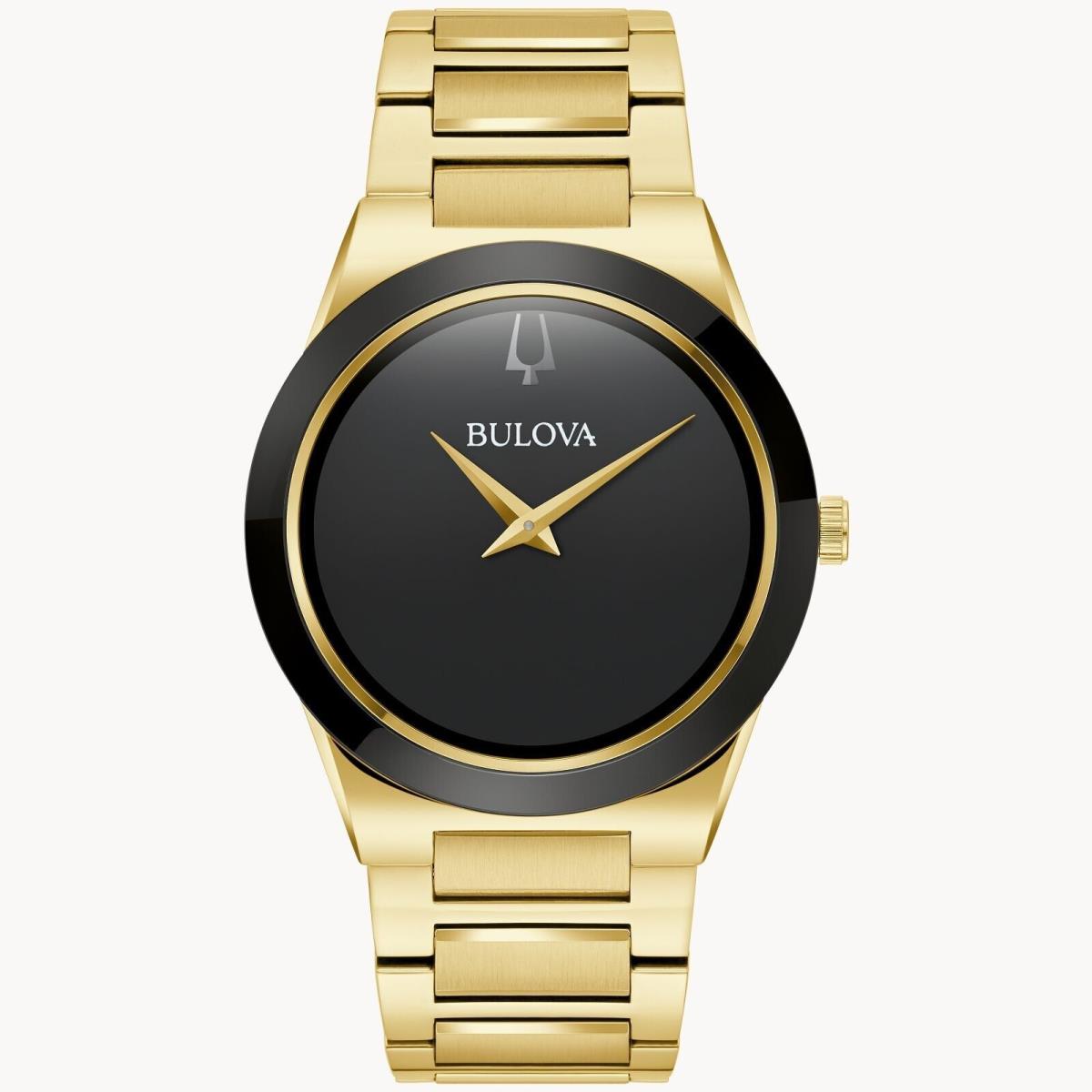 Bulova Black Dial Gold Stainless Steel Bracelet Millennia Men`s 97A183