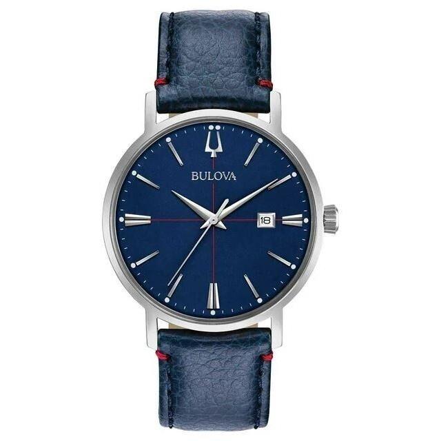 Bulova Men`s Aerojet Classic Calendar Quartz Blue Leather Watch 39 MM 96B293