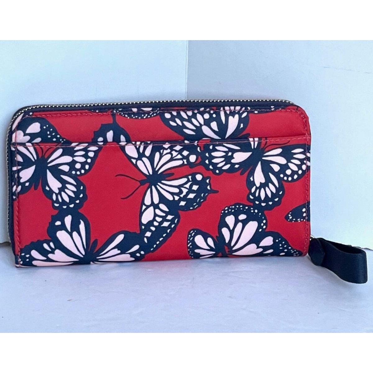 Kate Spade Chelsea Wallet Butterfly Toss Little Better Sam Red Large Nylon