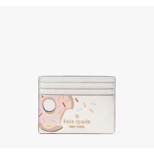 Kate Spade New York Coffee Break Donut Small Slim Card Holder In Cream Multi