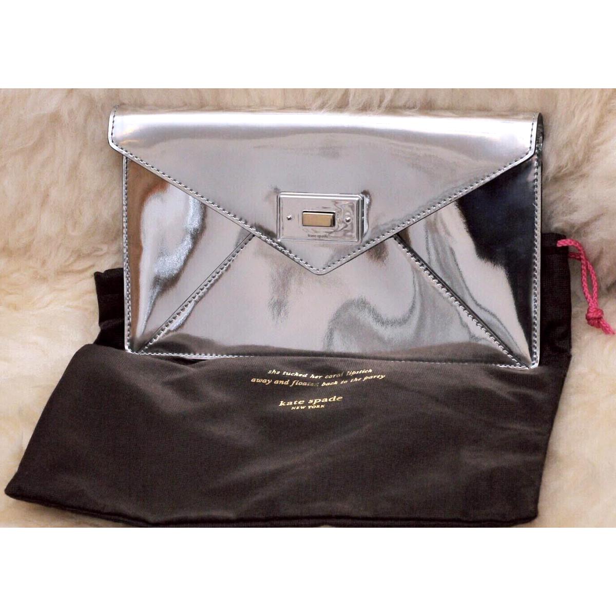 Kate Spade Silver Leather Post Street Little Adair Clutch