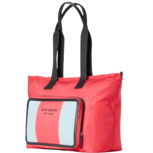 Kate Spade Journey Large Nylon Tote Red Packable Travel Shoulder Bag